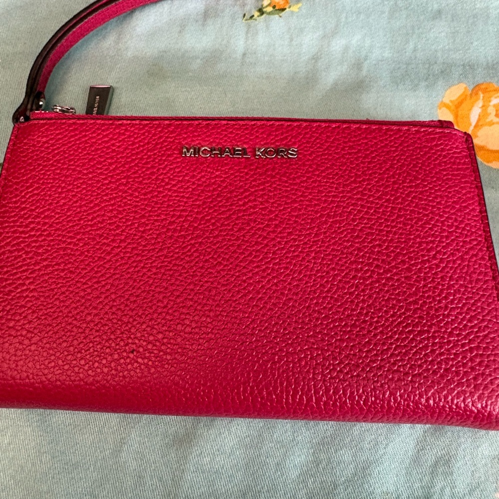 Michael Kors Red Leather Wristlet Wallet